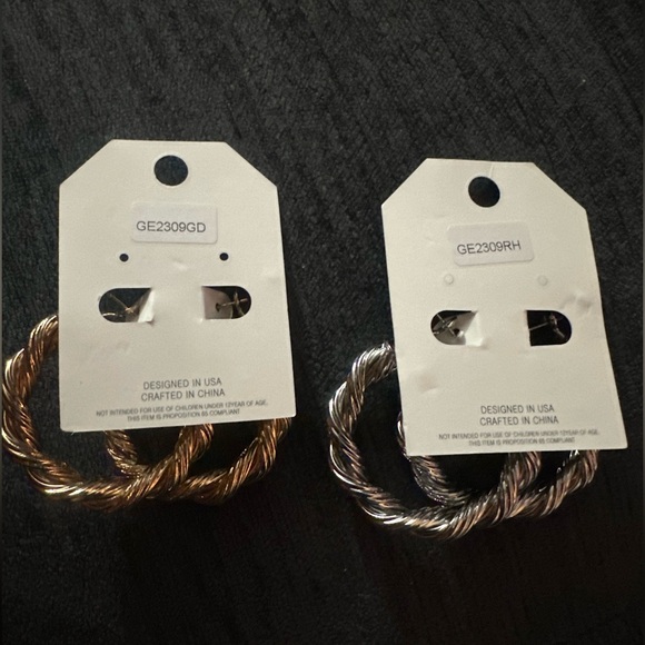 Twisted Lightweight Hoop Earring - Gold Toned or Silver Toned - Picture 3 of 3